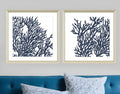 Set Of Two Blue Coral I Silver Framed Print Wall Art