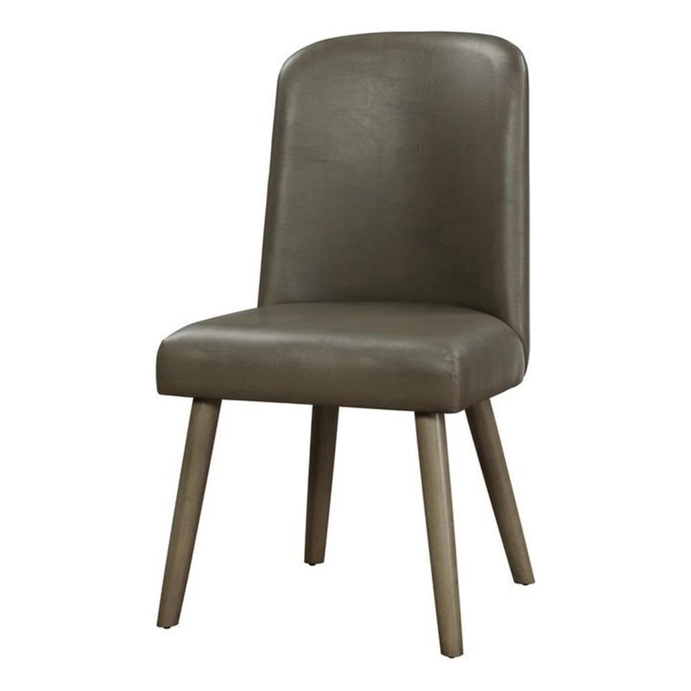 Acme Waylon Faux Leather Upholstered Dining Side Chair in Gray Set of 2