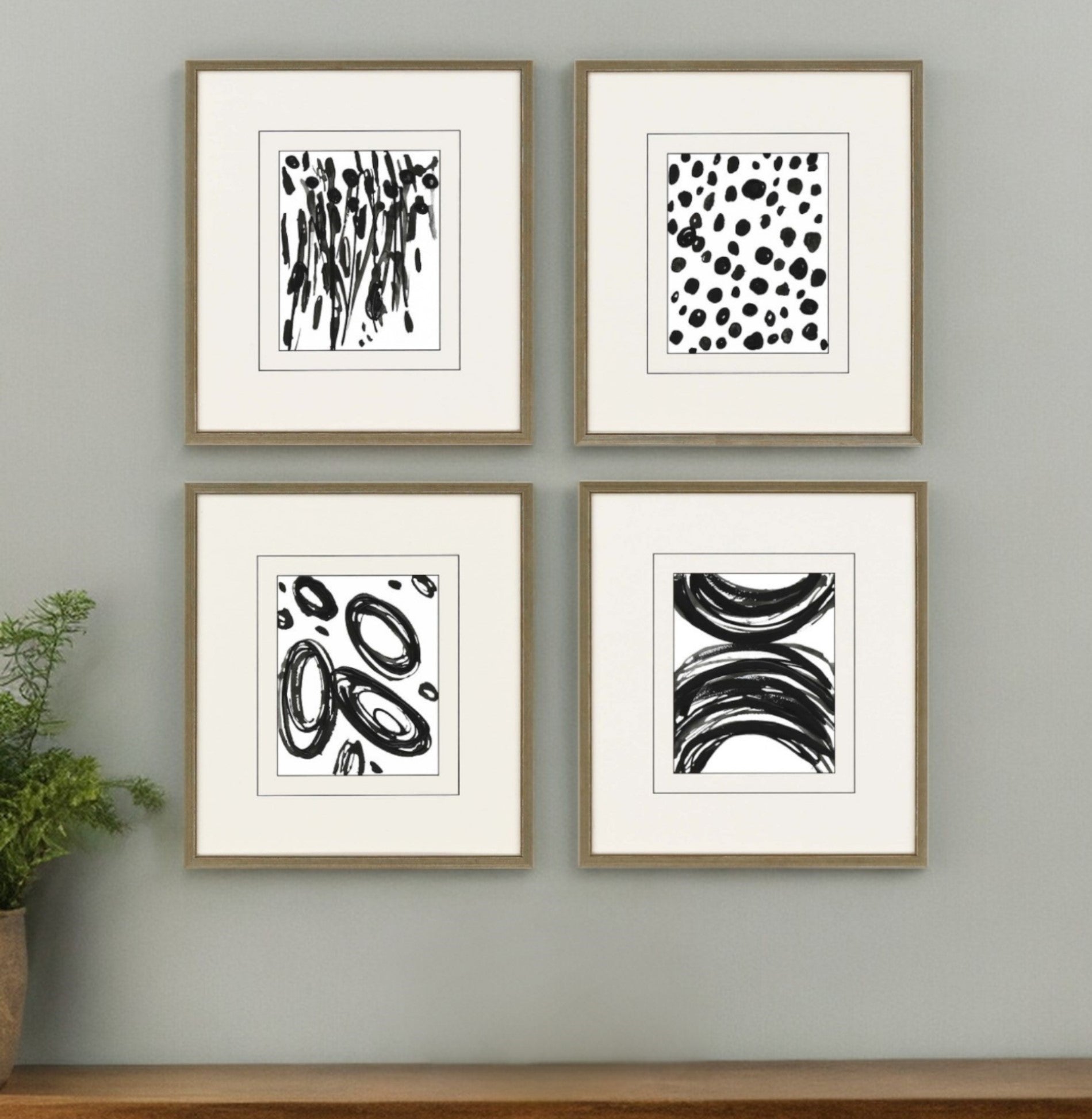 Set Of Four Perception Gold Framed Print Wall Art