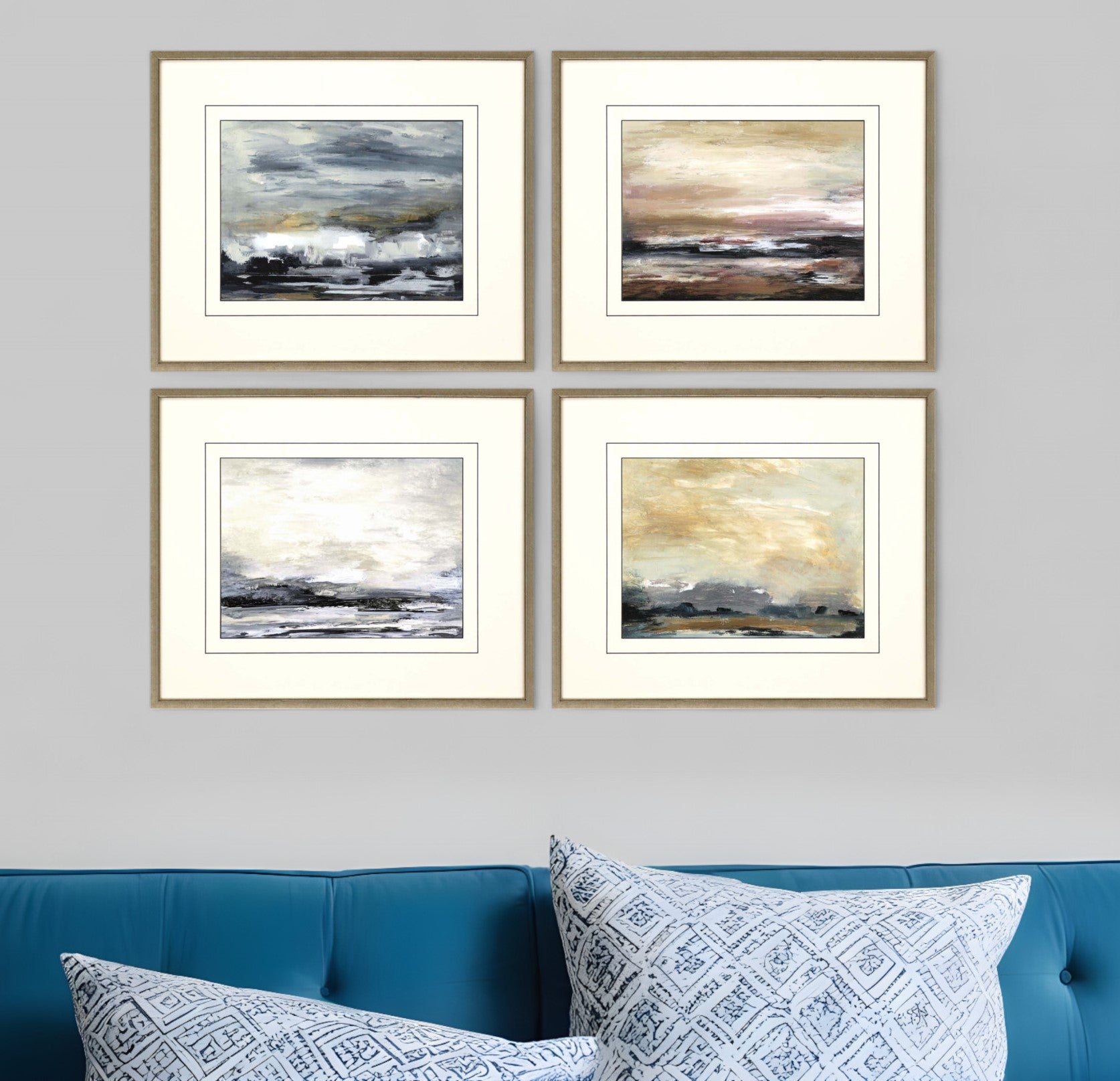 Set Of Four New Perspective Gold Framed Print Wall Art
