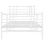 vidaXL Steel Single Bed Frame - White 39.4x78.7 with Headboard, Footboard & Underbed Storage, Bedroom Furniture