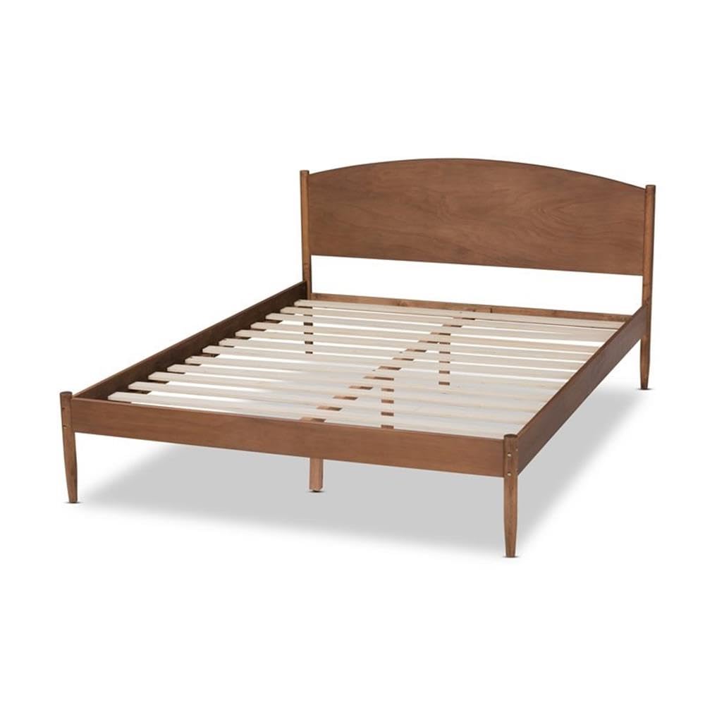 Baxton Studio Leanora Mid-Century Modern Ash Wanut Finished King Size Wood Platform Bed