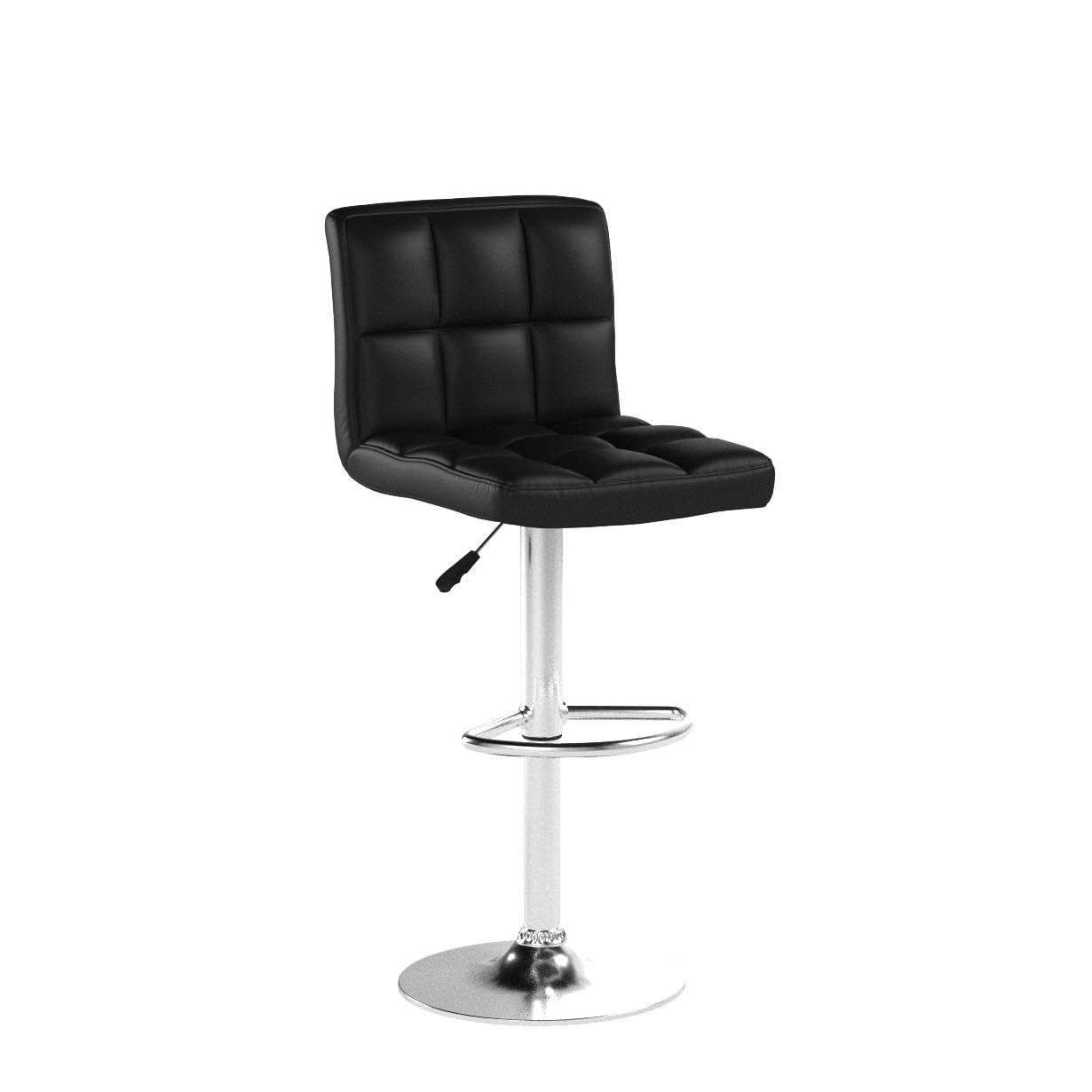 Bestoffice Bar Stools Set Of 2, Adjustable Swivel Bar Stools, Counter Height Bar Stools With Back Pu Leather Armless Hydraulic Kitchen Counter Bar Stool (Black)