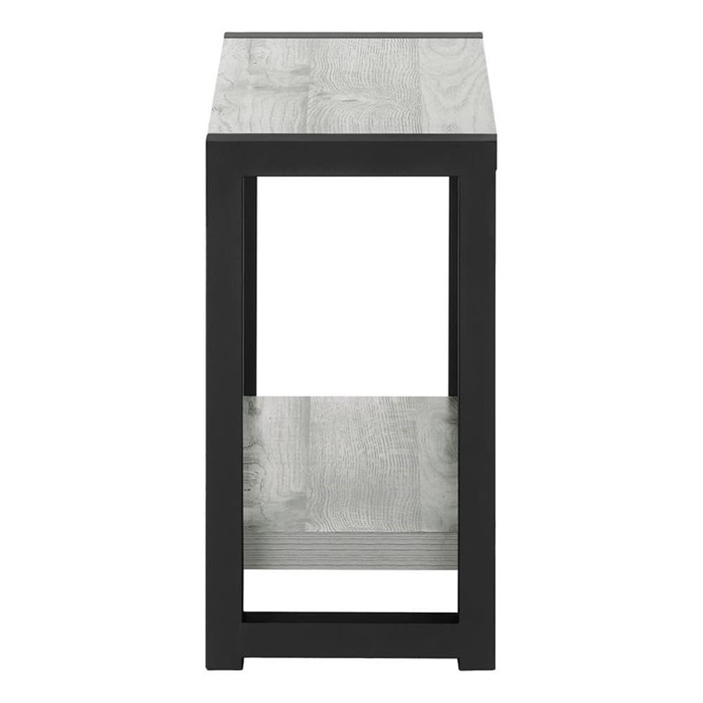 Monarch Specialties 2082 Accent Table, Side, End, Narrow, Small, 2 Tier, Living Room, Bedroom, Metal, Laminate, Grey, Black, Contemporary, Modern Table-22, 23.75&quot; L X 11.75&quot; W X 22&quot; H