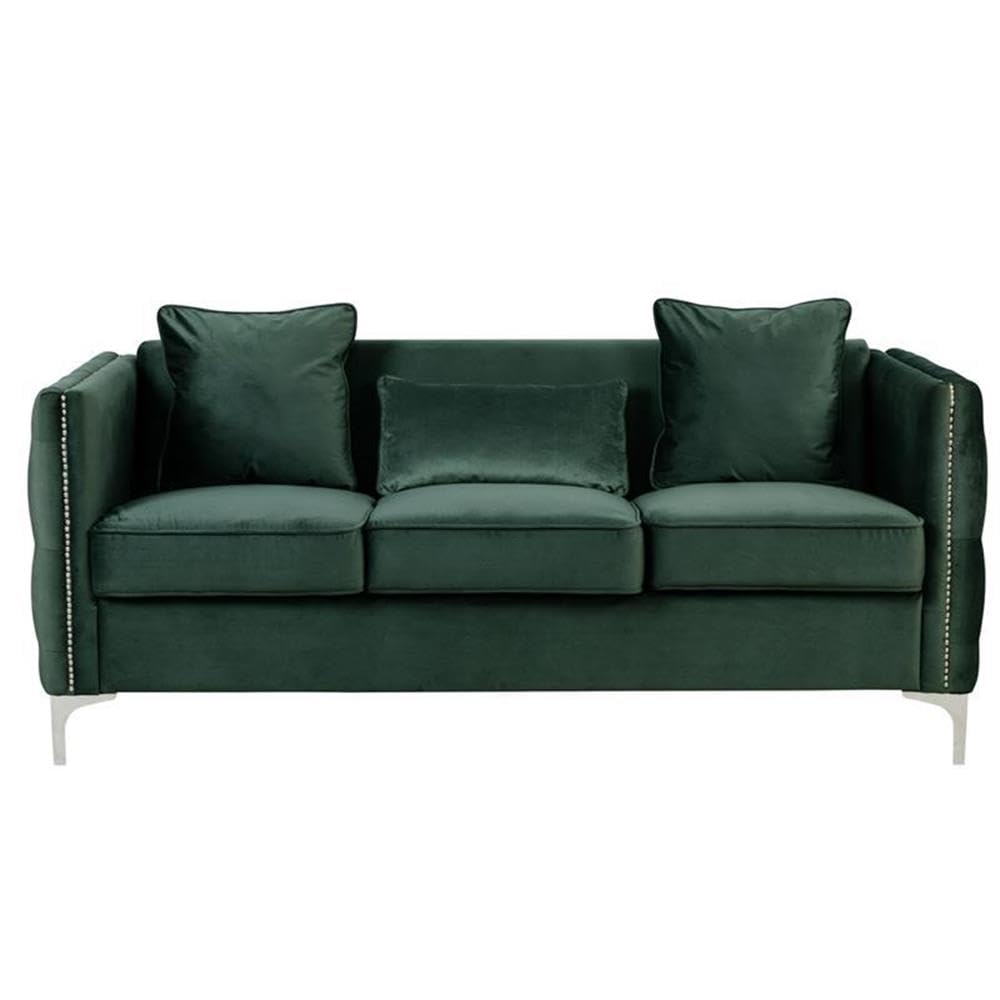 Lilola Home Bayberry Green Velvet Sofa Loveseat Chair Living Room Set