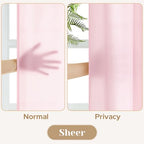 Homeideas Non-See-Through Light Pink Privacy Sheer Curtains 52 X 96 Inches Long 2 Panels Sheer Curtains Light Filtering Window Curtains Drapes For Bedroom Living Room