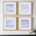 Set Of Four Shores Gold Framed Print Wall Art