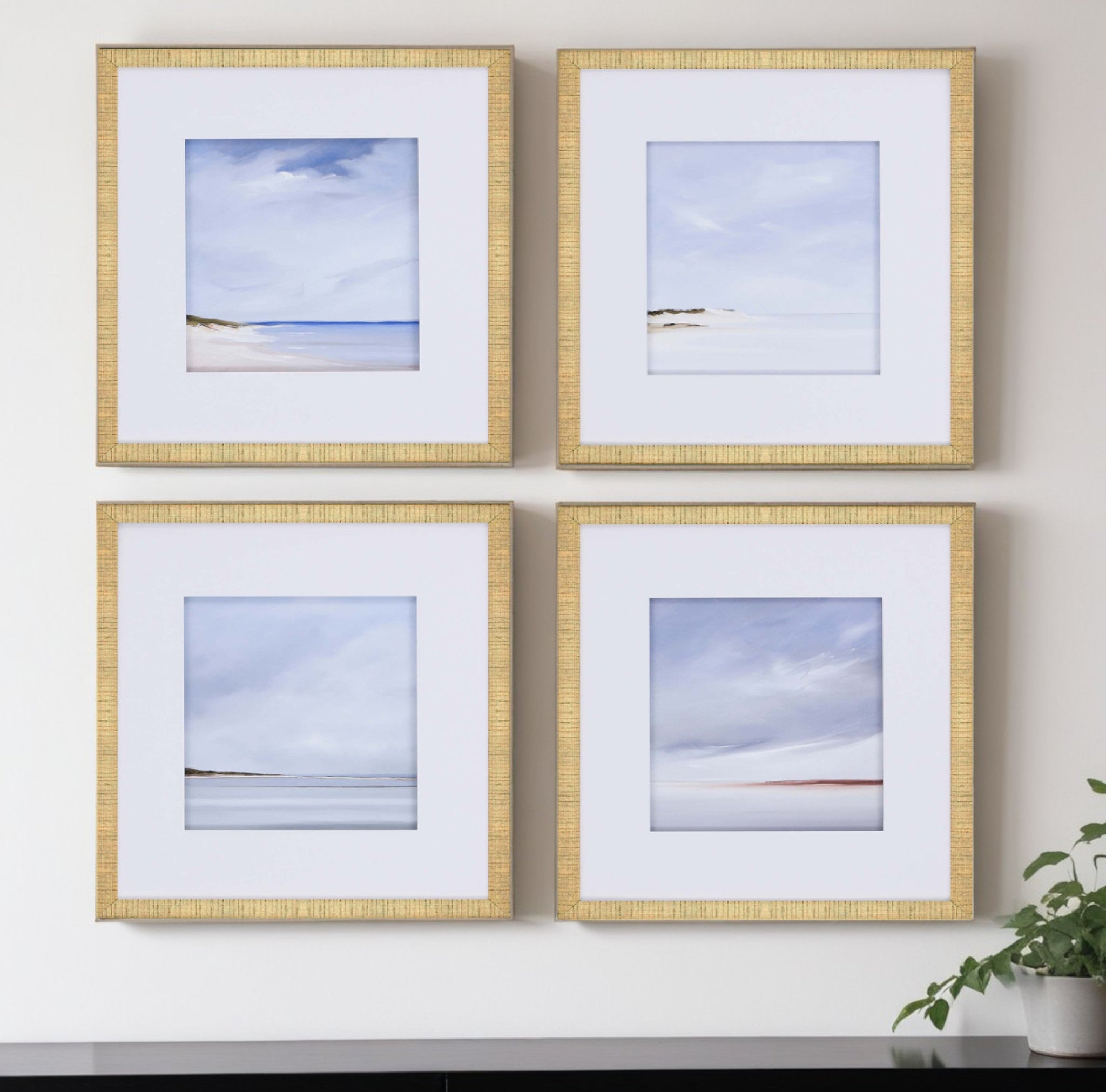 Set Of Four Shores Gold Framed Print Wall Art