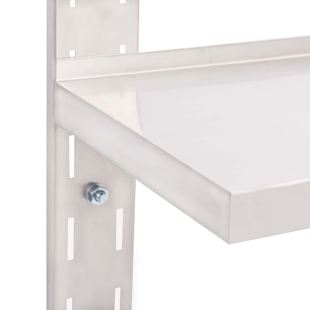 vidaXL Industrial 2-Tier Floating Wall Shelf, Stainless Steel, Adjustable Mounting Bracket Offering Extra Storage Space, Size: 39.4&quot;x11.8&quot;,Gray.