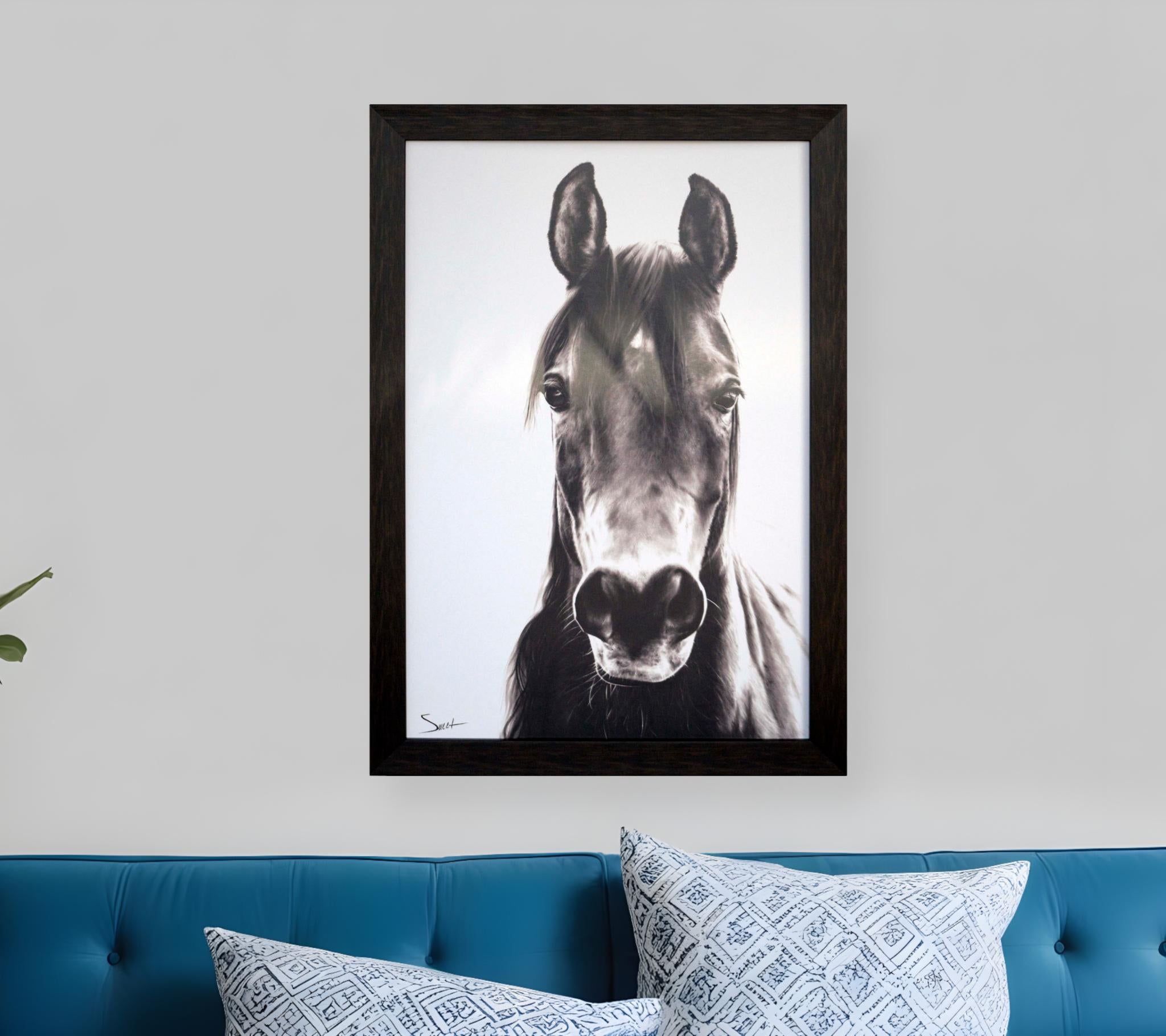 Horse Portrait Brown Framed Print Wall Art