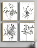 Set Of Four Floral Wild Gold Framed Print Wall Art
