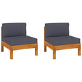 vidaXL Solid Acacia Wood Middle Sofas 2 pcs Set with Dark Gray Cushions - Durable, Sturdy, Easy-to-Clean Outdoor Furniture