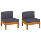vidaXL Solid Acacia Wood Middle Sofas 2 pcs Set with Dark Gray Cushions - Durable, Sturdy, Easy-to-Clean Outdoor Furniture