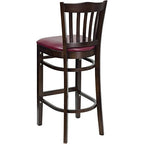 Flash Furniture HERCULES Series Vertical Slat Back Walnut Wood Restaurant Barstool - Burgundy Vinyl Seat