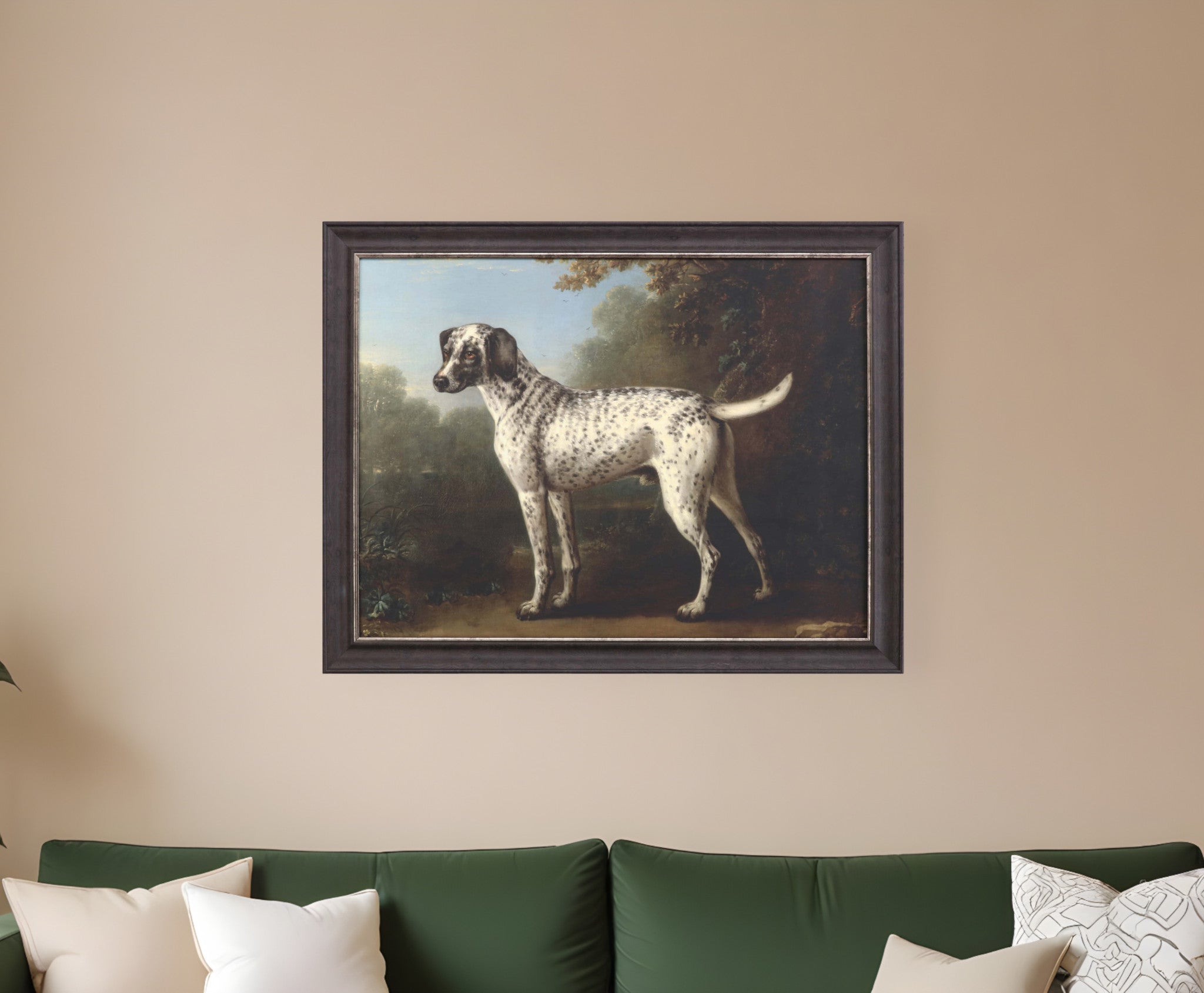 Grey Spotted Hound Framed Art Brown Picture Frame Print Wall Art