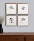 Set Of Four Slate Trees Silver Framed Print Wall Art
