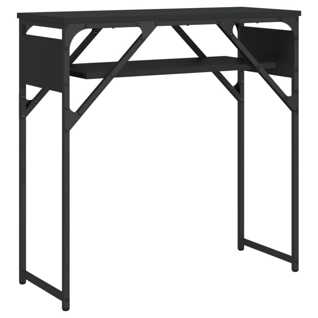 vidaXL Console Table with Shelf - Black Engineered Wood with Adjustable Feet - Durable Metal Frame - Industrial Style for Hallway, Entryway, Living Room