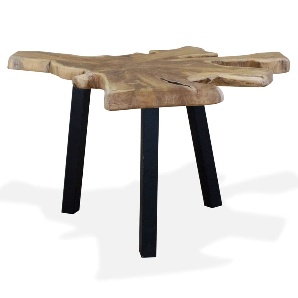 vidaXL Handmade Coffee/Side/End Table with Genuine Teak Tabletop - Vintage Design with Sturdy Steel Legs and Oil Finish (Dimension: 31.4x27.5x14.9) - 163 Characters.