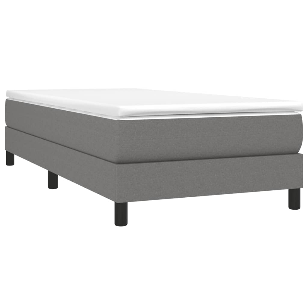 vidaXL Dark Gray Box Spring Bed Frame - Twin XL with Supportive Plywood Slats, Sturdy Legs and Durable Fabric, Ideal for Bedroom