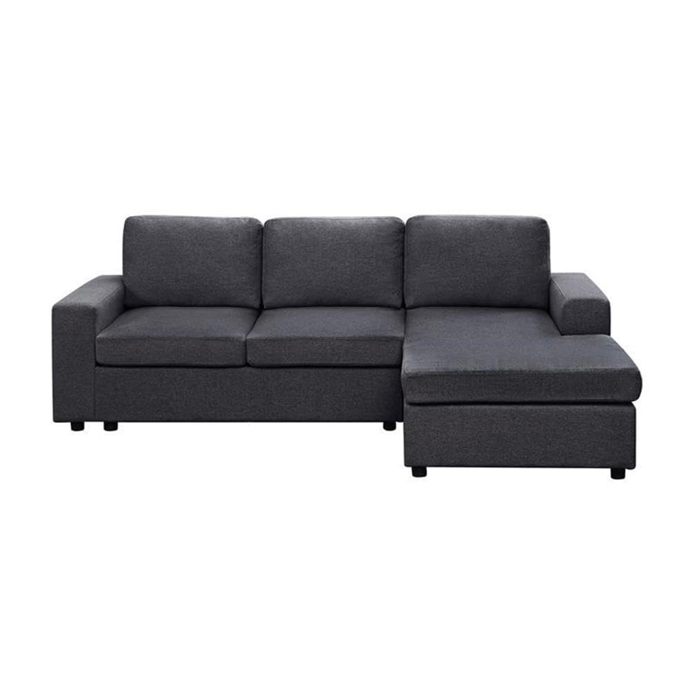 Lilola Home Aurelle Sofa with Reversible Chaise in Dark Gray Linen