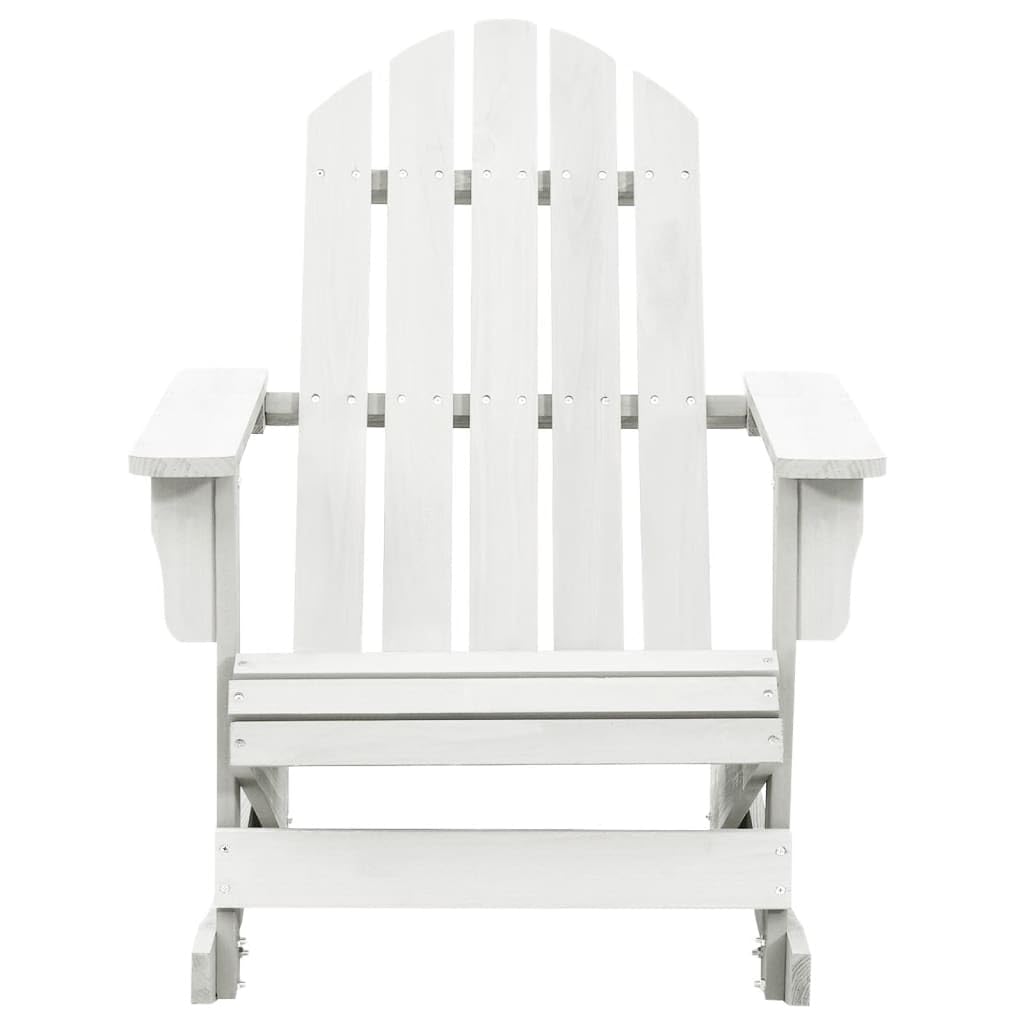 vidaXL Solid Wood Patio Rocking Chair in White - Vintage Inspired Outdoor Armchair for Garden and Patio Living Space