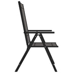 vidaXL Black Folding Patio Chairs - Set of 6 Aluminum Textilene Chairs with 7-Position Reclining - Portable and Foldable Outdoor Seating for Garden, Beach, Camping