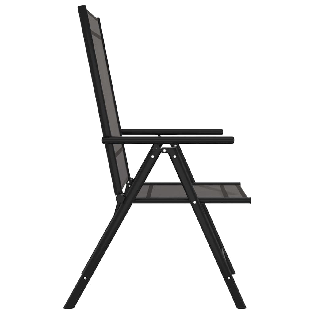 vidaXL Black Folding Patio Chairs - Set of 6 Aluminum Textilene Chairs with 7-Position Reclining - Portable and Foldable Outdoor Seating for Garden, Beach, Camping