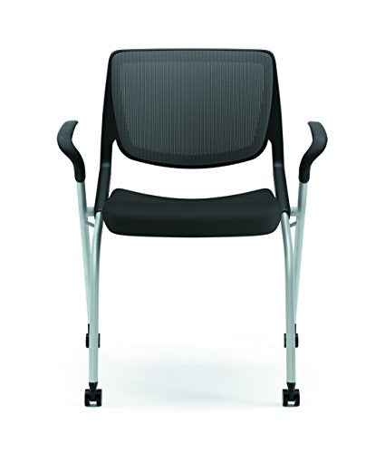 HON Motivate Guest Chair with Fixed Arms, Nesting Stacking Chair, Black (HMN2)