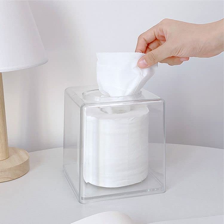Cq Acrylic Roll Tissue Box Holder With Cover Square Facial Tissue Dispenser Box Case For Countertop,Clear Plastic Dryer Sheet Co