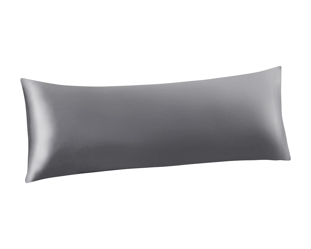 Ersmak Satin Body Pillow Cover, 20x54 Inches Grey Ultra Soft Satin Body Pillow Case for Hair and Skin, Silky Slip Cooling Long S