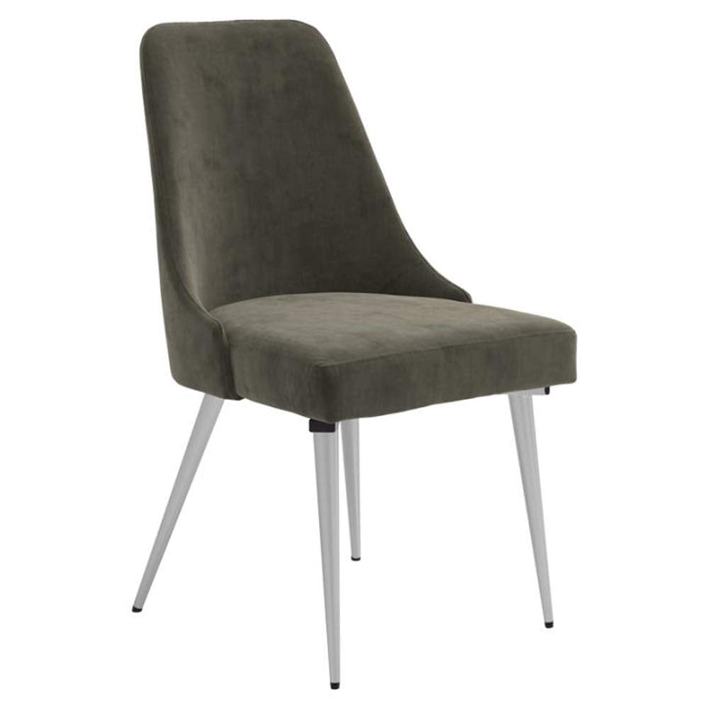 Benjara Padded Side Chair With Angular Legs, Set Of 2, Silver, Gray