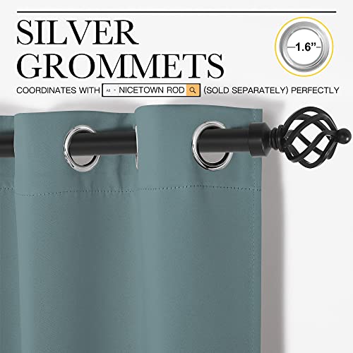 Nicetown Room Darkening Curtains For Bedroom, Greyish Blue Thermal Insulated Drapes 72 Inches Long For Office, Loft, Guestroom (1 Panel, 70' Wide Per Panel)