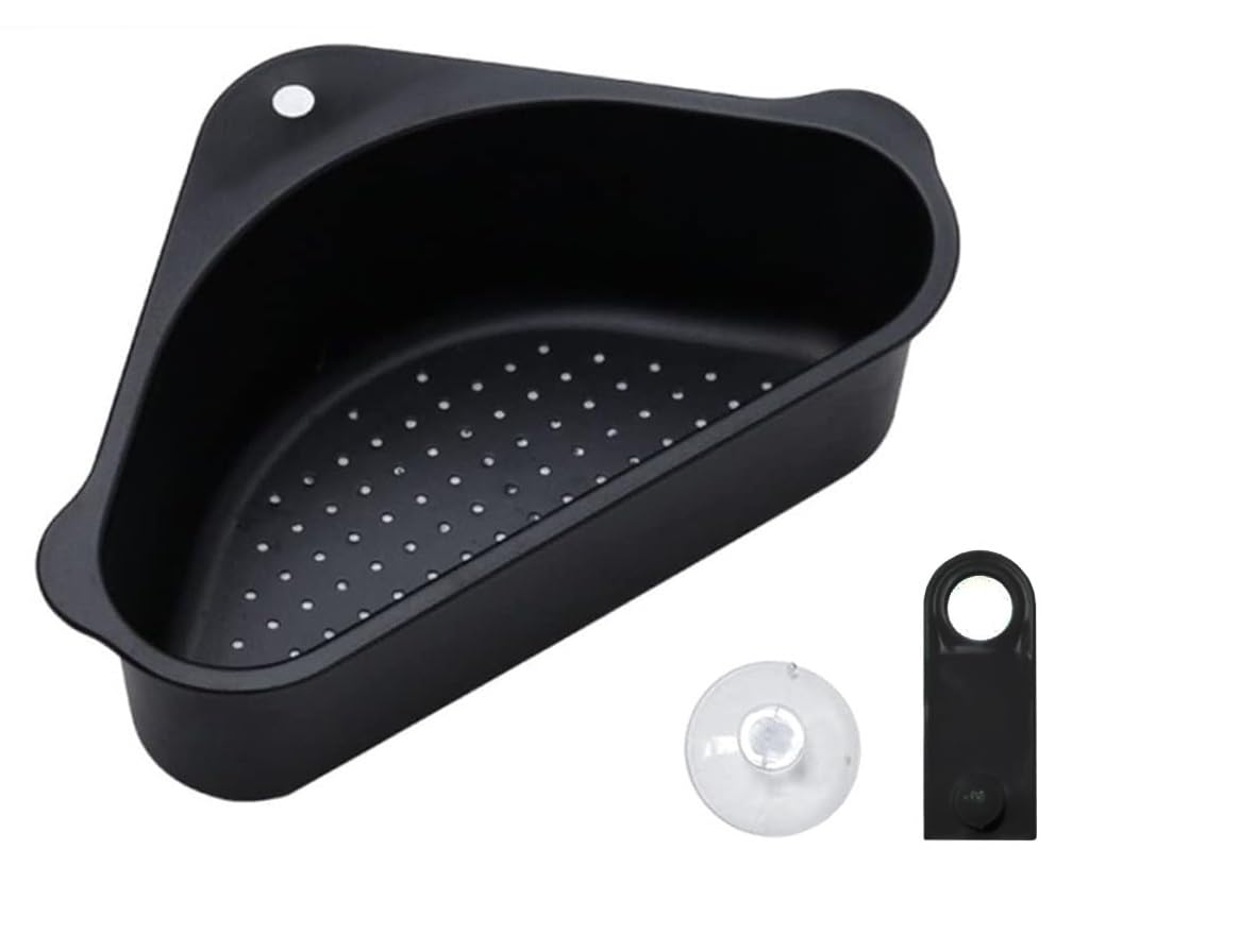 Jrm Multifunctional Plastic Drain Shelf Sink Storage Rack For Kitchen, Bathroom, Soap Box Organizer (Black, 1Pc)