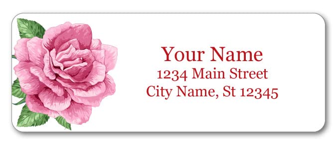Personalized Return Address Labels - Single Elegant Rose - 60-480 Custom Self-Adhesive Stickers