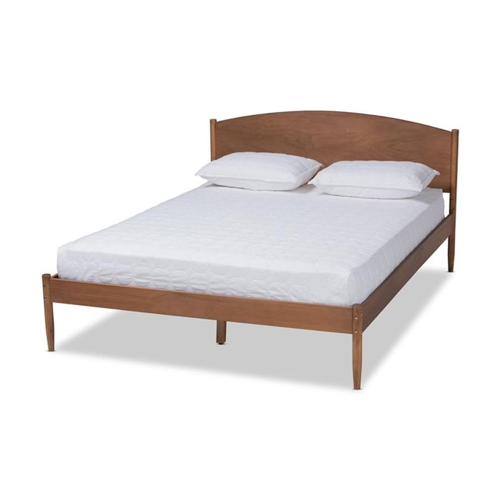 Baxton Studio Leanora Mid-Century Modern Ash Wanut Finished King Size Wood Platform Bed