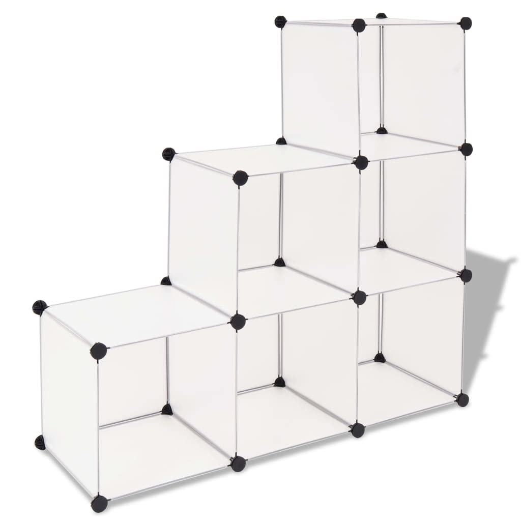 vidaXL Storage Cube Organizer 6 Compartments White Cloth Shoes Shelf Bookcase