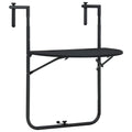 vidaXL Black Plastic Hanging Balcony Table with Rattan Look Design, Weather Resistant, Adjustable Height and Foldable