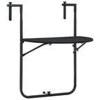 vidaXL Black Plastic Hanging Balcony Table with Rattan Look Design, Weather Resistant, Adjustable Height and Foldable