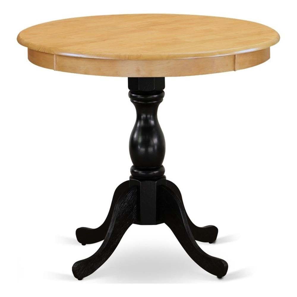 East West Furniture Amt-Obl-Tp Antique Kitchen Dining Table - A Round Wooden Table Top With Pedestal Base, 36X36 Inch, Multi-Color