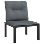 vidaXL Patio Lounge Set 5 Piece, Sectional Sofa Set with Cushions, Conversation Set with Outdoor Footstool, Modern Style, Black and Gray Poly Rattan