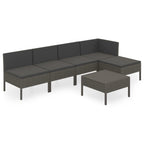 vidaXL Patio Lounge Set 6 Piece, Patio Furniture Set for Outside, Sectional Sofa with Cushions, Sofa, Farmhouse Modern, Poly Rattan Gray