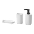 SELTOS 3 PC Bathroom Set White, (3 PC Set : Soap Dispenser, Toothbrush Holder, Tray) IKEA Make
