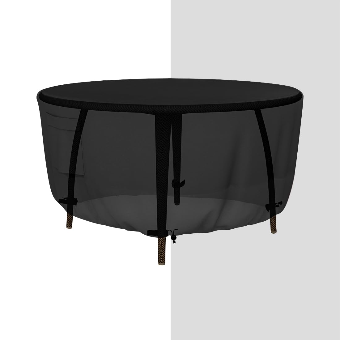 Tuyeho Round Patio Furniture Cover, Durable Oxford Fabric, Waterproof, Uv & Rip Resistant Patio Table And Chairs Set Cover, 96'