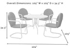 Crosley Furniture Griffith 5-Piece Outdoor Dining Set for 4, Retro Metal Round Patio Table and Chairs, White