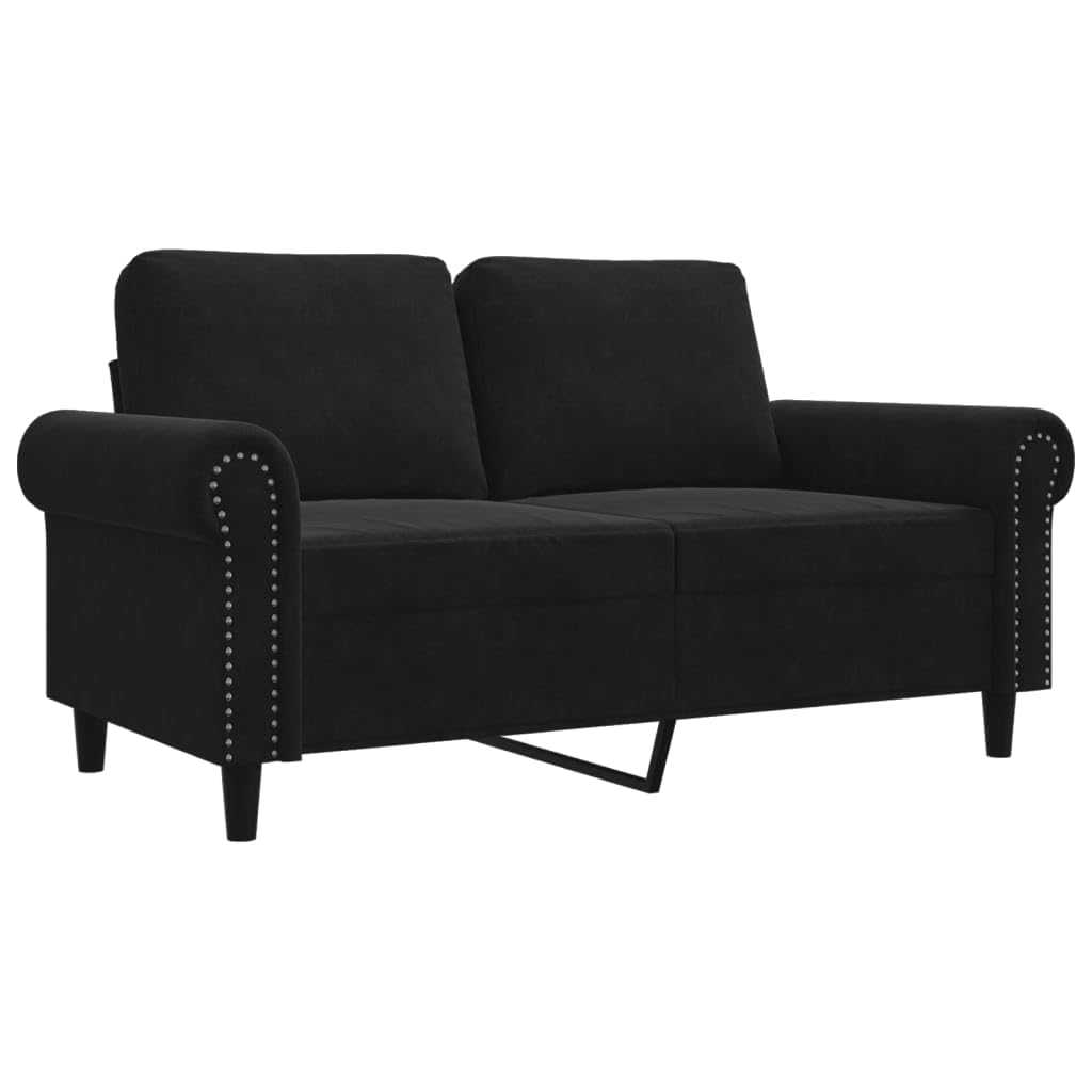 vidaXL 2-Seater Sofa in Luxurious Black Velvet with Metal Frame - Comfortable Foam Filling; Chic, Modern Design for Living Room or Office Lounge