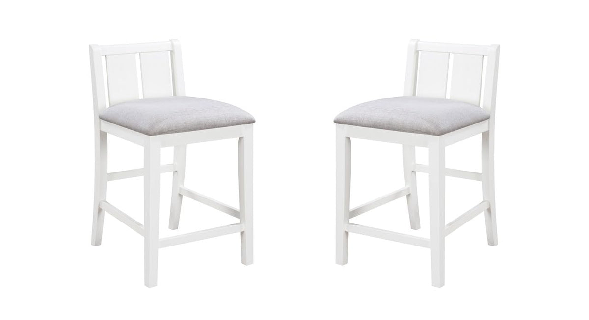 LILOLA LIVING Graham Set of 2 White Finish Upholstered Seat Counter Height Chair