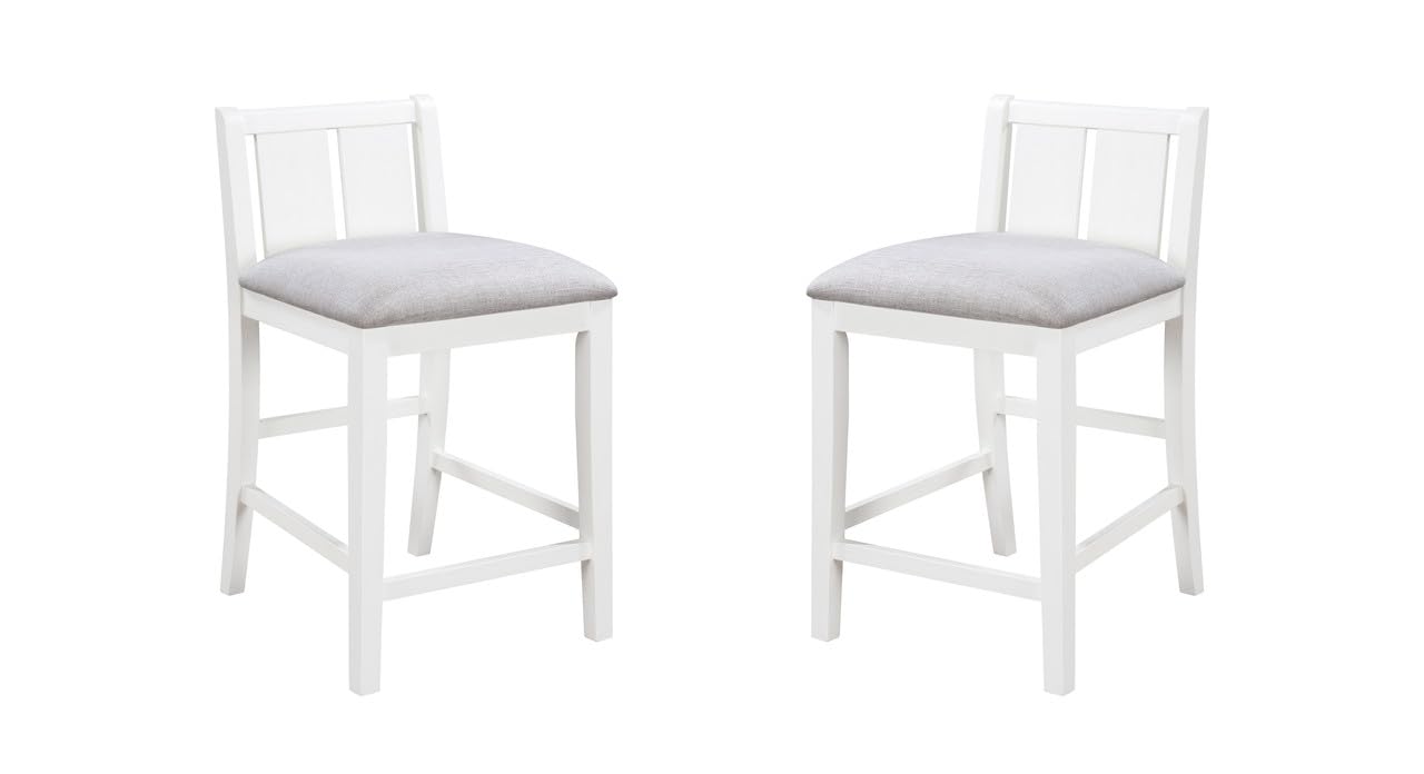 LILOLA LIVING Graham Set of 2 White Finish Upholstered Seat Counter Height Chair