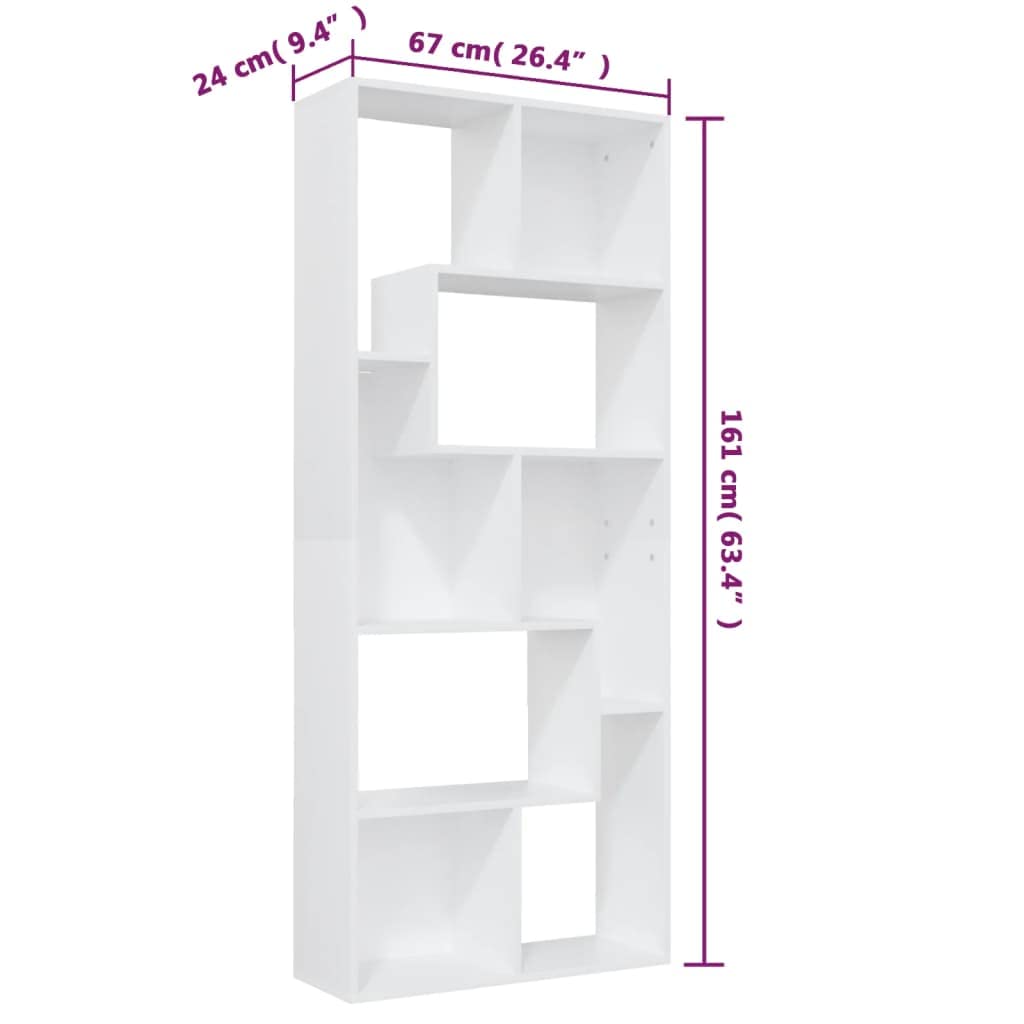 vidaXL Bookshelf, Book Cabinet Open Shelf Bookcase, Bookshelf for Office Living Room, Freestanding Shelving Unit, Scandinavian, White Engineered Wood