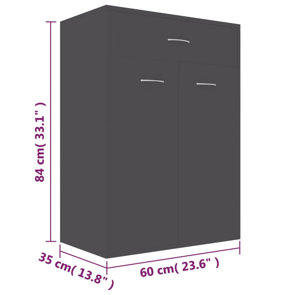 vidaXL Shoe Cabinet, 4-Tier Shoe Organizer with Doors and Drawer, Hall Cabinet, Hidden Shoe Storage for Entryway Closet Bedroom Dorm Room, Gray