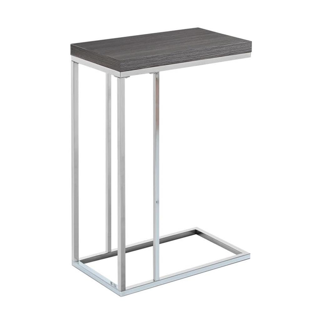 Monarch Specialties 3228, C-Shaped, End, Side, Snack, Living Room, Bedroom, Laminate, Contemporary, Modern Accent Table-Grey with Chrome Metal, 10.25'L x 18.25'W x 25.25'H, Gray